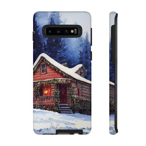 Cozy Christmas Cabin in the Snow - Impact Resistant Phone Case Samsung Galaxy S10 Glossy